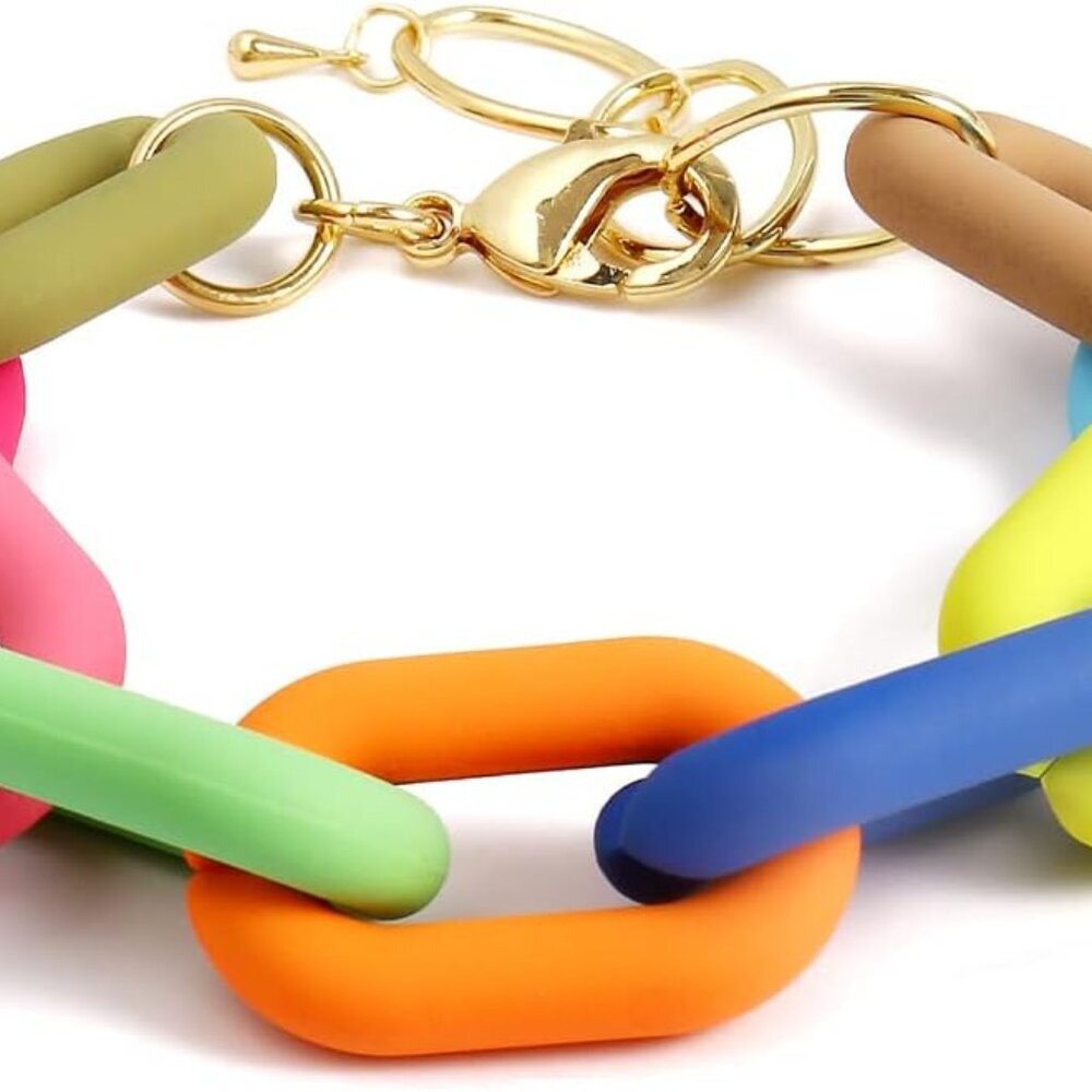 Chunky Colourful Resin Chain Bracelet Acrylic Bracelet For Women Neon Plastic Ra